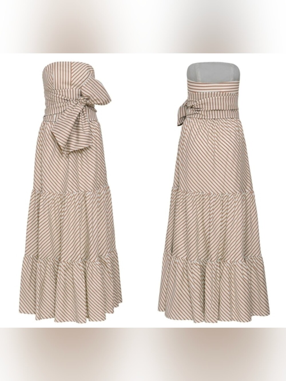 Andres Otalora Carey Strapless Striped Cotton Poplin Midi Dress